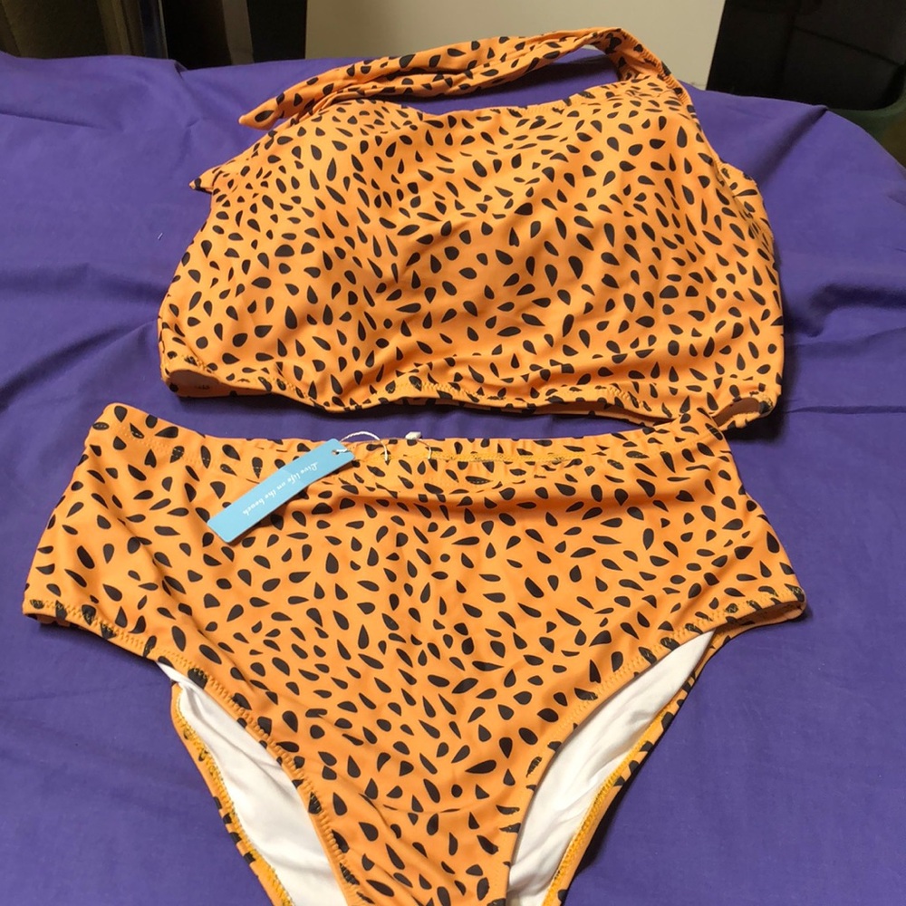 Orange Leopard Print Bikini Set NWT